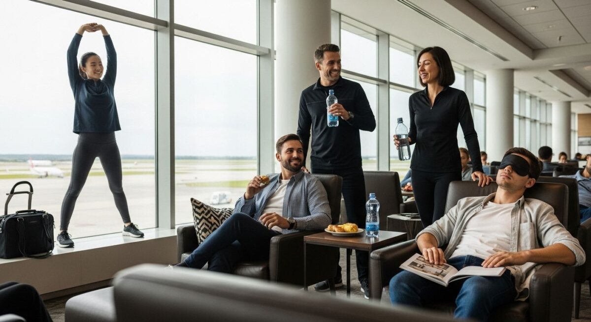 jetlag recovery, travel tips, airport lounge
