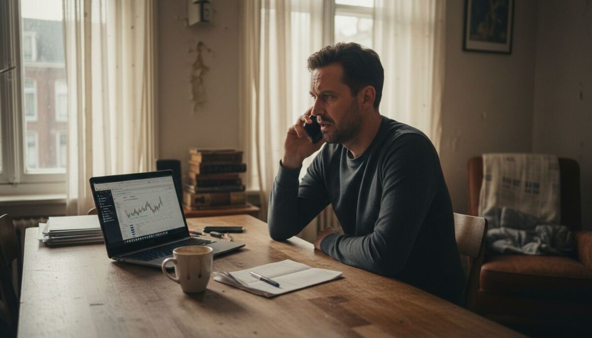 Man frustrated making international phone call
