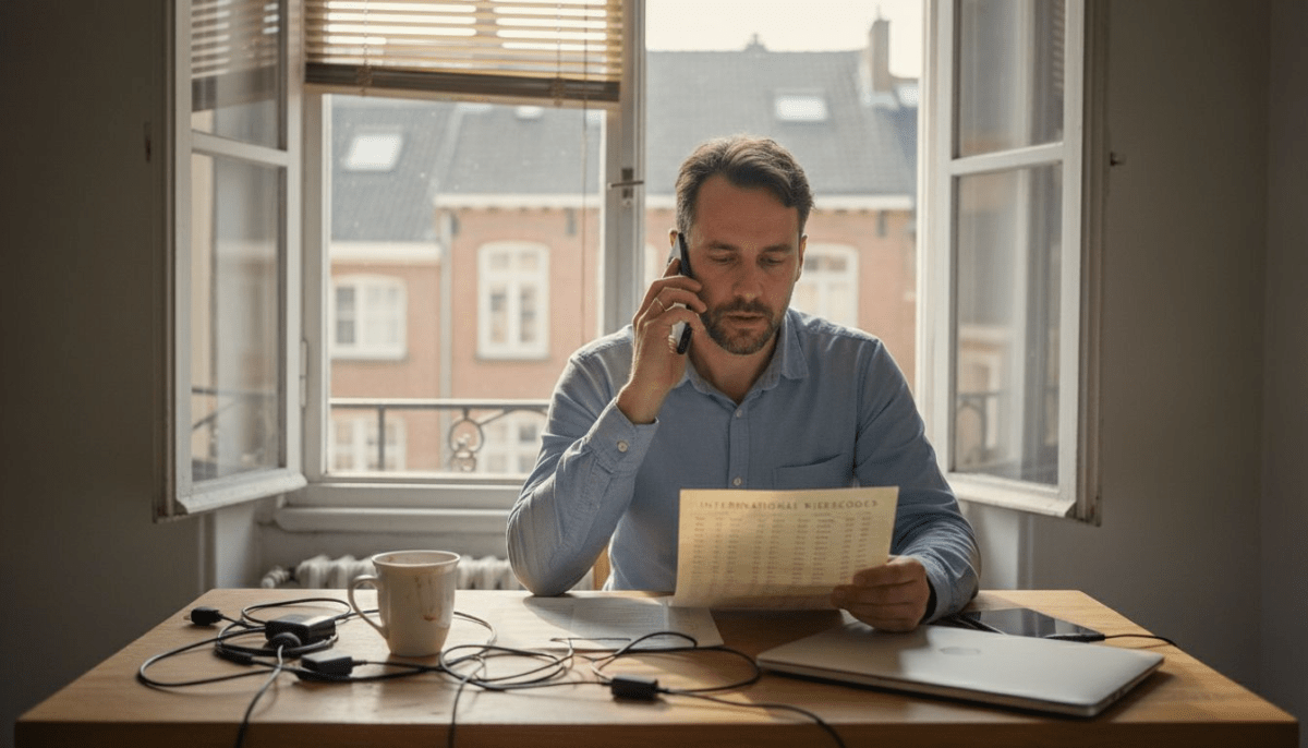 Man belt naar het buitenland via een lokaal kantoornummer