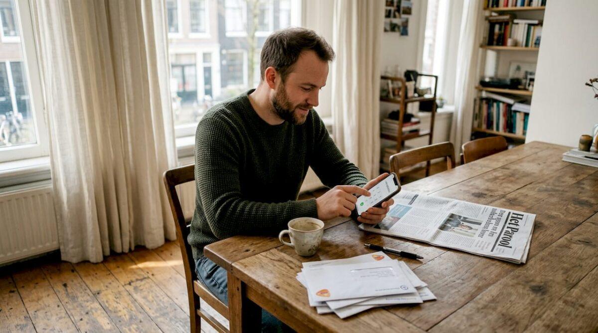 Man belt vanuit huis in Nederland naar een Duits mobiel nummer.