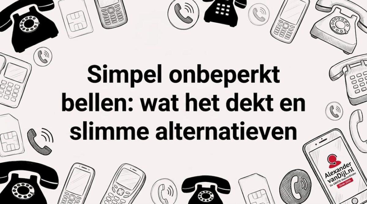 Sfeervolle titelkaart met illustraties van mobiele telefoons en simkaarten