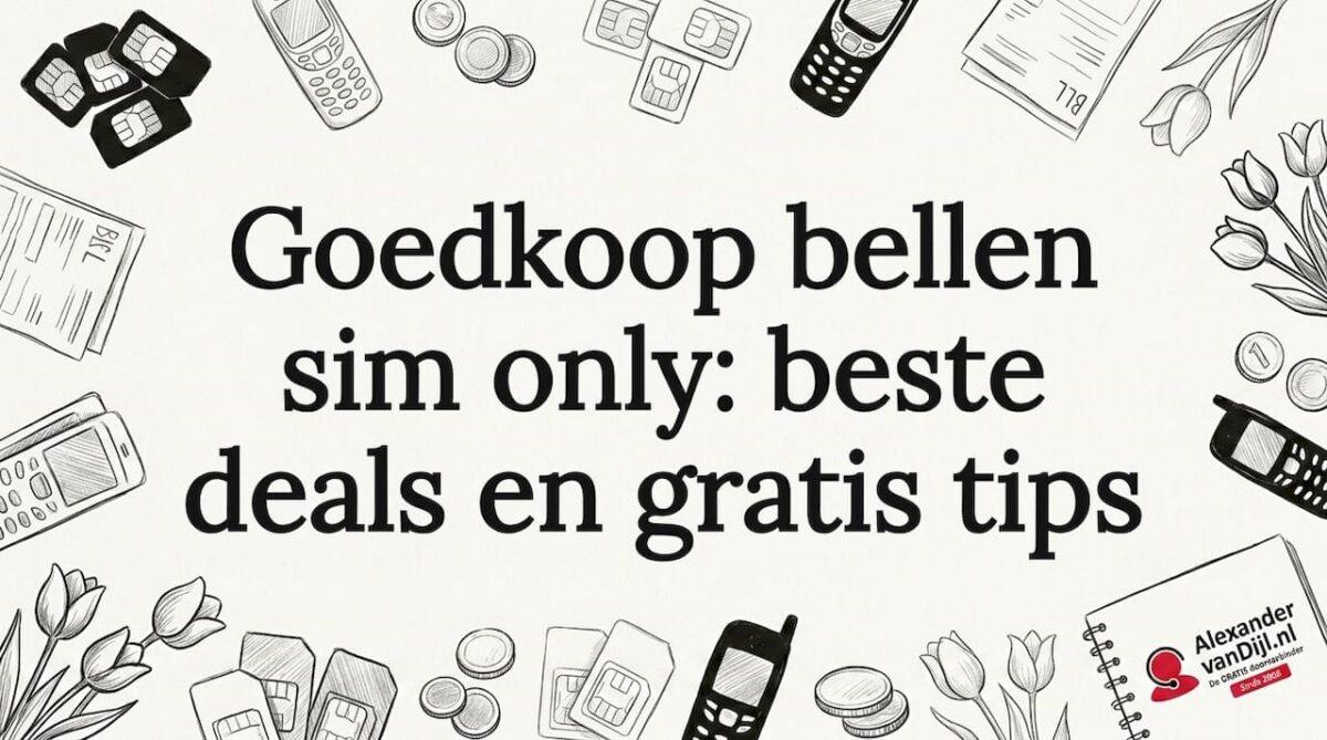 Sfeervolle, met de hand getekende titelkaart met SIM-kaarten en muntstukken als illustratie