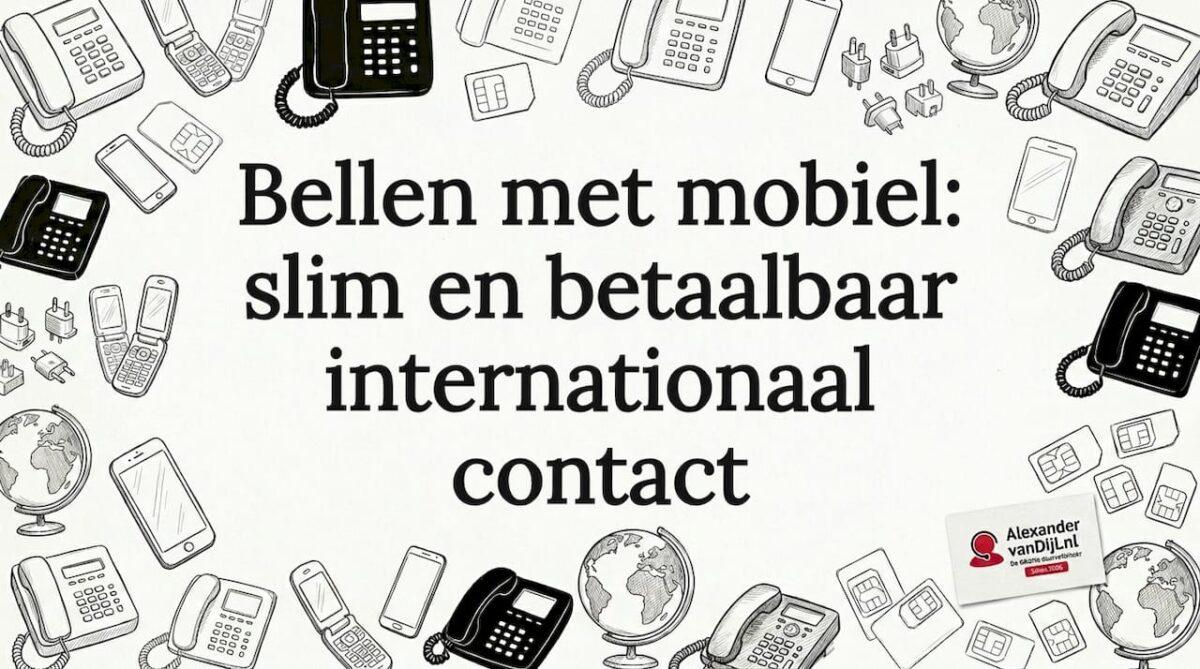 Sfeervolle titelkaart met illustraties van smartphones en een wereldbol
