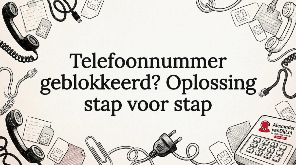 Sfeervolle handgetekende titelkaart met illustraties van telefoons en simkaarten