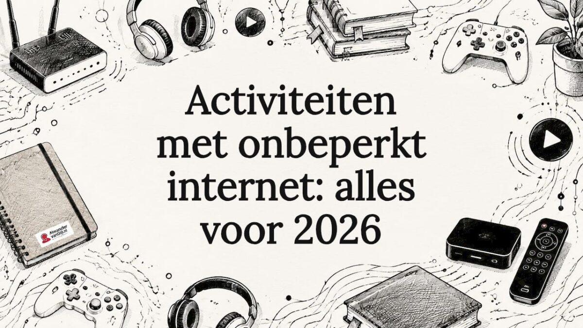 Sfeervolle titelkaart voor een artikel over de eindeloze mogelijkheden van het internet