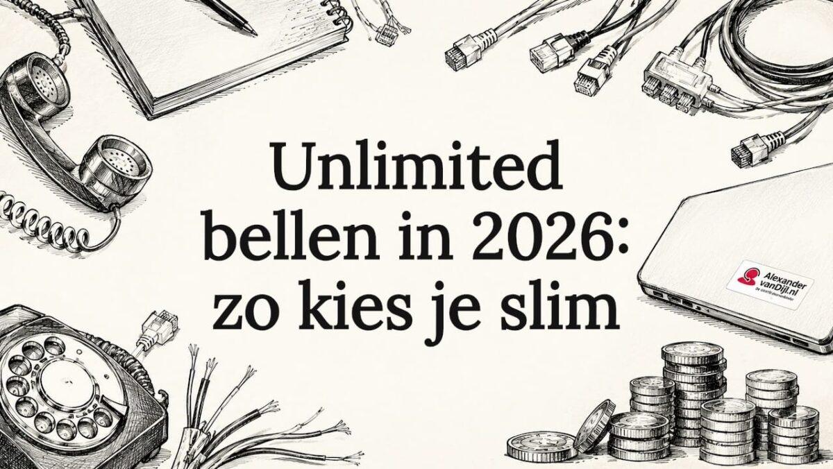 Sfeervolle illustratie voor een titelkaart: onbeperkt bellen