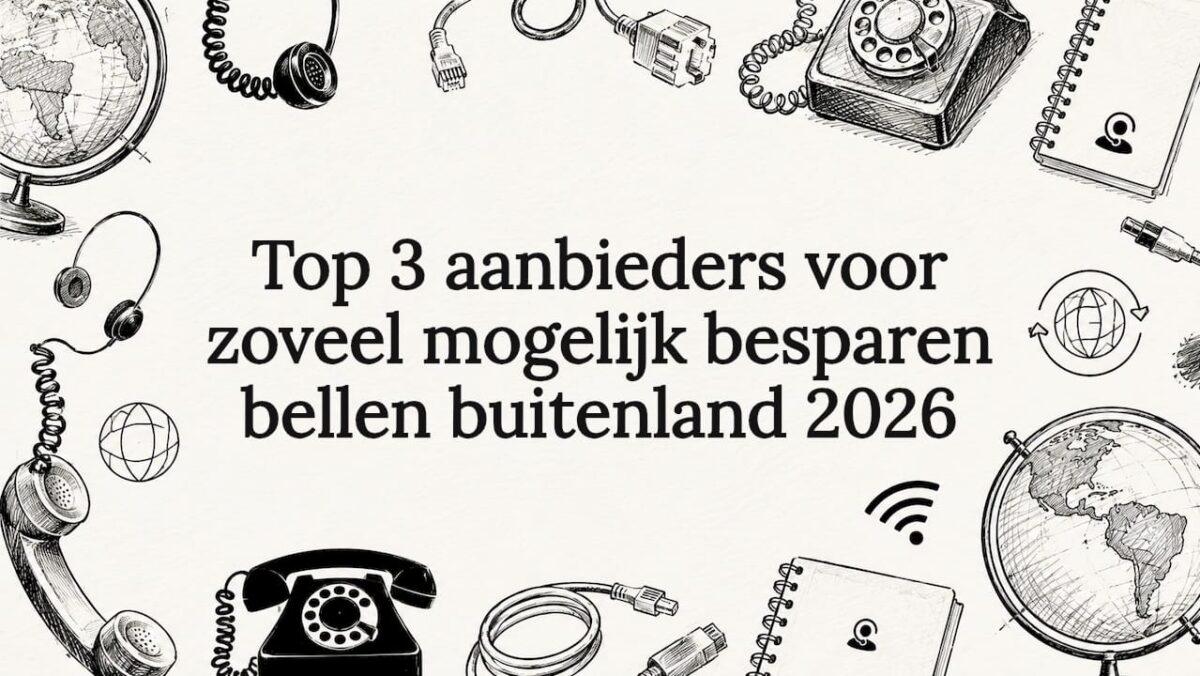 Sfeervolle titelafbeelding met getekende telefoon en wereldbol