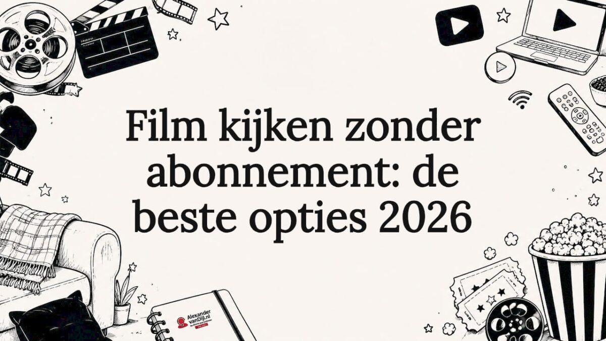 Sfeervolle titelkaart met illustraties van film- en streamingiconen