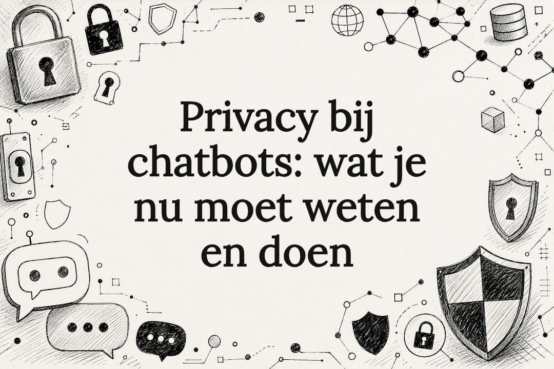 Decoratieve titelkaartillustratie over privacy van chatbots