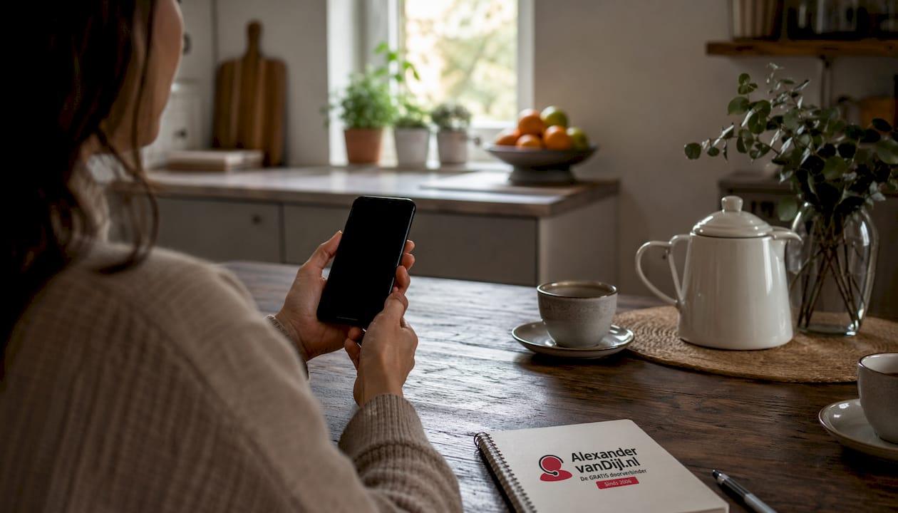 Iemand vult zijn prepaid tegoed op via een app op zijn smartphone.