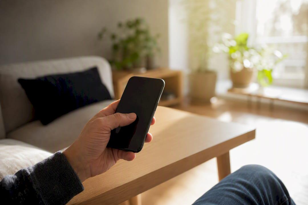 Hand die op smartphone tikt om app in te stellen
