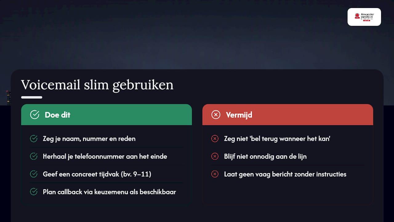 Voicemail en terugbelverzoeken slim inzetten — overview diagram